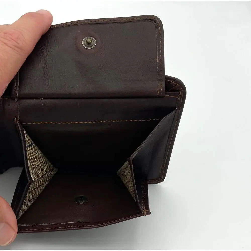 Vintage Liz Claiborne Mens Leather Wallet Dark Brown Bi Fold Like New